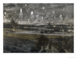 Distant View of the Night- Time Offensive by the British and French Forces at Champagne