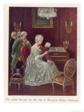 Buy Wolfgang Amadeus Mozart as a Child Taken by the Empress Maria Theresia onto Her Imperial Lap at AllPosters.com