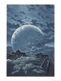 Buy Surreal Image of the Moon Over le Champ-De-Mars in Paris at AllPosters.com