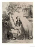 Buy Young Mother Sits Spinning by Her Door at AllPosters.com