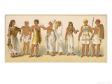 Various Egyptian Costumes: Left to Right, Six Priests and Two Warriors