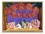 Buy Midnight Sun Set Design Showing Dancers on Stage and Large Sun-Faces Over-Head at AllPosters.com