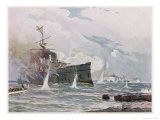 Buy The Russian Cruiser Novik is Sunk by the Japanese Cruiser Tschitole at AllPosters.com