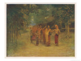Buy Group of Monks Pass Through a Burmese Village Begging for Food at AllPosters.com