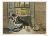Buy Weeping Girl Attracts the Sympathy of Her Dog at AllPosters.com