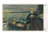 Giuseppe Verdi the Italian Opera Composer in Old Age with a Gondola on the Water in the Background