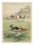 Buy Couple Swim Side by Side off the Beach at Santander Spain at AllPosters.com