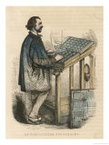Buy French Compositor at Work Placing Individual Letters in His Stick by Hand at AllPosters.com