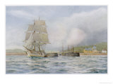 Buy Two-Masted Sailing Ship Sails out of the Harbour at Bridport Dorset at AllPosters.com
