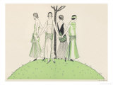 Buy Four Ladies Holding Hands Wear Dresses Influenced by Ancient Egypt at AllPosters.com