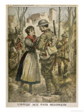 Buy WWI, British Soldier is Greeted by a Young French Woman at AllPosters.com