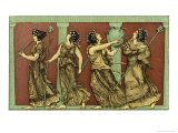 Four Female Dancers: Each Carries a Thyrsus and One a Tambourine as Well