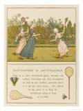 Buy Three Girls Play Battledore and Shuttlecock in a Summer Garden at AllPosters.com