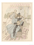 Buy Lady Plays the Banjo on the Deck of a Houseboat on the Thames: a Friend Listens at AllPosters.com