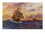 Buy Vasco Da Gama's Ships off the Coast of Africa on Their Way to the Indies at AllPosters.com