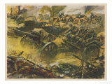 Buy German Horse-Drawn Artillery Moving to Fresh Positions During a Bombardment at AllPosters.com