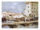 An Italian Donkey Temporarily Blocks Traffic on a Pontoon Bridge at Sacile