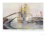 Buy The French Warship "Le Bon" in Action Against 32 Spanish Galleys at AllPosters.com