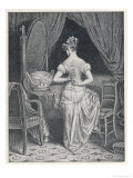 Lady Laces up Her Corset at the Back