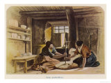 Buy Two Women Use a Handmill to Grind Flour in a Scottish Cabin at AllPosters.com