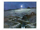 Buy Flares Illuminate the Desolate Landscape in Which the Lines of Trenches are Like Crevasses at AllPosters.com