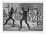 Buy Two Men Practise Under the Careful Eye of Their Master at a Fencing School at AllPosters.com