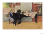 Buy Young Member of the Larson Household Does Her Piano Practice While Papa Paints Her at AllPosters.com