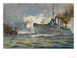 Buy The German Warship "Karlsruhe" Sinks a French Sailing Ship in the Atlantic at AllPosters.com