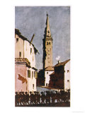 Buy WWI, British Troops Pass Through Sacile Over Hastily-Made Pontoon Bridges at AllPosters.com