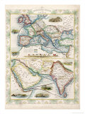 Buy Two-Part Map Showing Overland Routes to India at AllPosters.com