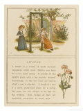 Watched by a Companion a Girl Swings in a Garden