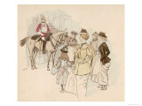 Buy Sightseers Pause to Admire a Horse Guard on Sentry Duty in Whitehall at AllPosters.com