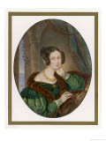Buy Young Brunette Wears a Dark Green Dress with Gigot Sleeves with Mancherons and Transparent Cuffs at AllPosters.com