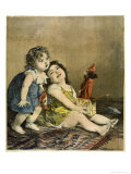 Buy Two Little Girls are Both Delighted and Somewhat Frightened by a Jack-In-The- Box at AllPosters.com