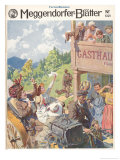 Buy German Holidaymakers Cry "Auf Wiedersehn!" to the Gasthaus and Promise to Come Back Next Summer at AllPosters.com