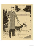 Buy Gent Wears a Herringbone Tweed Double-Breasted 3/4 Length Coat, Trilby Hat and Spats at AllPosters.com