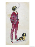Buy Forward Young Woman Wears a Cerise Pink and Red Pyjama Suit at AllPosters.com