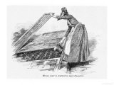 Buy Lady Lifts up a Section of the Coldframe to Water the Plants Underneath at AllPosters.com
