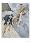 Buy Two Sailors in the Rigging Raising a Sail at AllPosters.com
