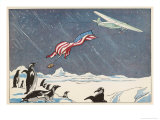 Buy Admiral Byrd in the Ford Trimotor "Floyd Bennett" Drops the American Flag at the South Pole at AllPosters.com