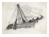 Buy Five Sailors in the Rigging of a Sailing Ship Reefing a Sail at AllPosters.com