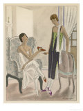 Buy Designs by Perugia: White Strapless Dress with Red and Gold Shoes at AllPosters.com