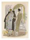 Buy Vaugeois et Binot Fabrics: Sleeveless Dress Scalloped Hem and Diamond Shaped Wrap Over Front at AllPosters.com