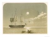 Buy Sailing Vessel Becalmed on a Moonlit Night at AllPosters.com