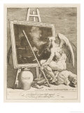 Father Time Stares Glumly into a Dark Painting as His Scythe Accidentally Rips the Canvas