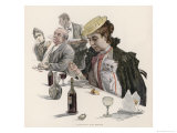 Buy Young Woman Eats Soup in a Restaurant in the Company of Her Fluffy Kitten at AllPosters.com