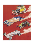 Buy Four Very Different and Unequally Advantaged Cars Racing at AllPosters.com