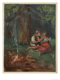 Buy Hansel Tries to Comfort Gretel: They are All Alone at Night in the Wood at AllPosters.com