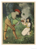 Buy Snow White Kneels and Begs for Mercy as a Ruffian Makes Ready to Kill Her at AllPosters.com