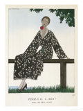Buy Soft Loose Fitting Wrap Over Dress in a Black Spotted Fabric at AllPosters.com